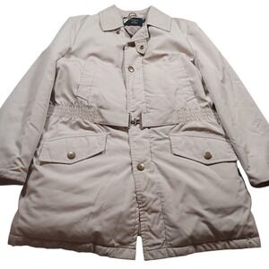 Sears Outerwear Vintage Goose Down Filled‎ Belted Utility Quilted Jacket Beige L